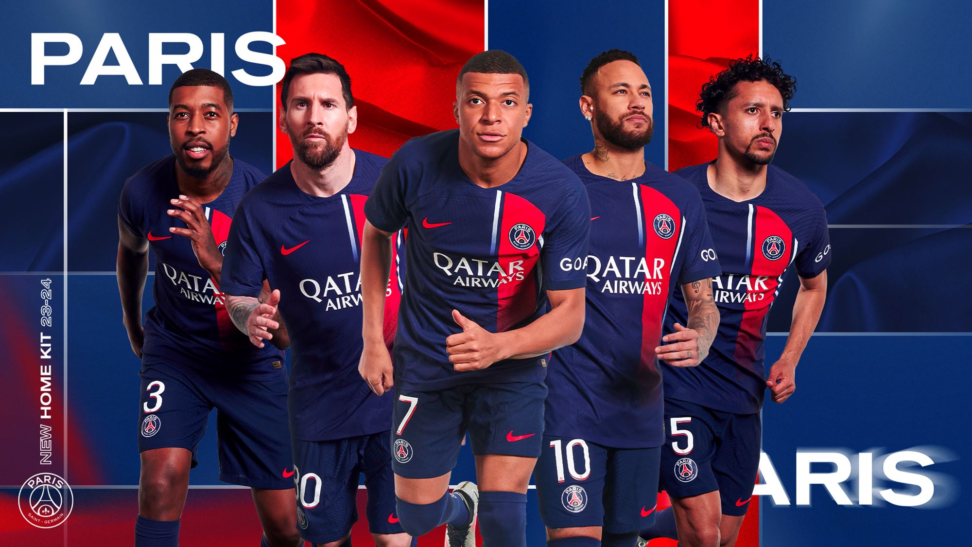 Messi e Neymar aparecem nas imagens de divulgação do novo uniforme do PSG